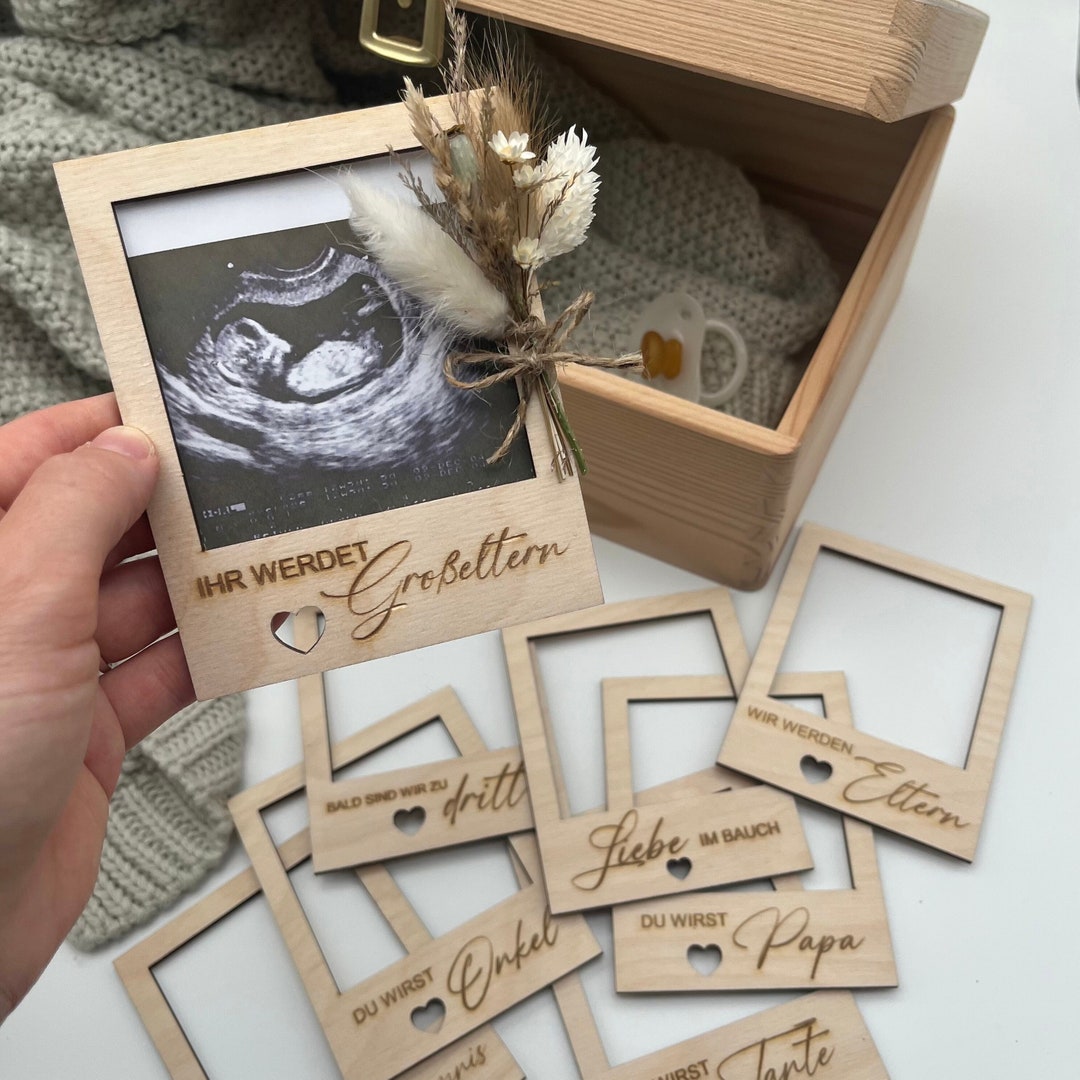 PANYI Baby Ultraschall Bilderrahmen - Holz Rahmen Mit Countdown Für Schwangerschaft & Geburt