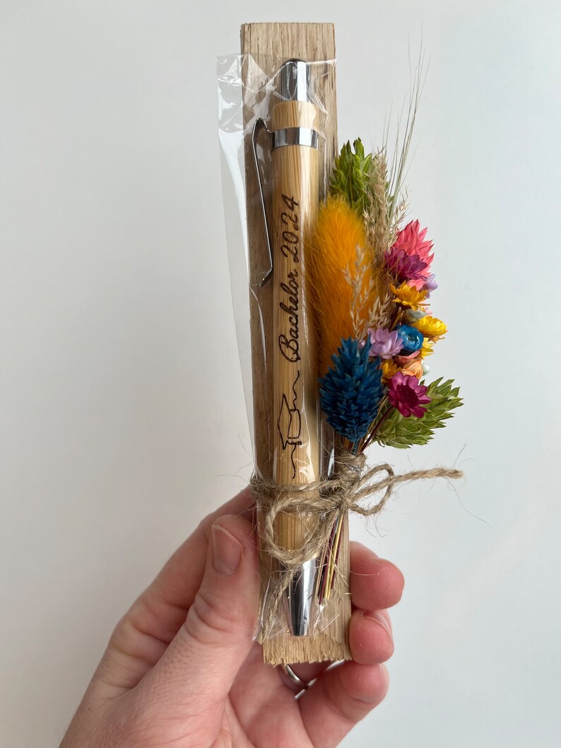 Bolígrafo regalo personalizado con flores secas, grabado individual, regalo regalo, regalo cumpleaños, regalo despedida imagen 5