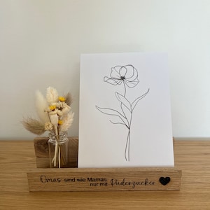 Kartenhalter personalisiert, Fotohalter, Fotoleiste mit Trockenblumen,  Kartenhalter mit Wunschtext, Fotoleiste, Personalisierungsgeschenk