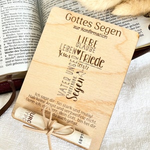 Tarjeta para bautismo, comunión, confirmación. Tarjeta de madera, versículo bíblico, tarjeta de madera, tarjeta de regalo