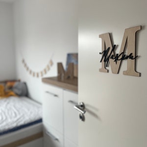 Carta de madera 3D con nombre, letrero de puerta de madera personalizado, placa de nombre, letrero de puerta, regalos personalizados