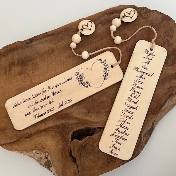 Geschenk für Erzieherin, Lehrerin, Mama, Hebamme, personalisiertes Lesezeichen, Geschenk aus Holz, personalisiertes Geschenk