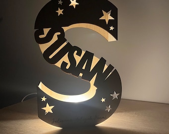 Buchstabe Nachtlicht, Namensschild,  Buchstabenlampe, Personalisierter LED Schlummerlicht, Nachtlicht, Kinderzimmer Lampe