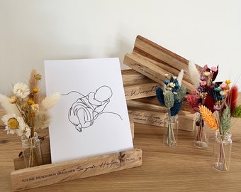 Porta biglietti personalizzato, porta foto, porta foto con fiori secchi, porta biglietti con testo desiderato, porta foto, regalo personalizzato