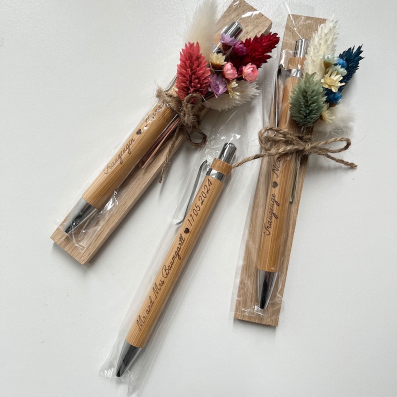 Kugelschreiber personalisiert Geschenk mit Trockenblumen, individueller Gravur, Geschenk Gift, Geburtstagsgeschenk, Abschiedsgeschenk Bild 9