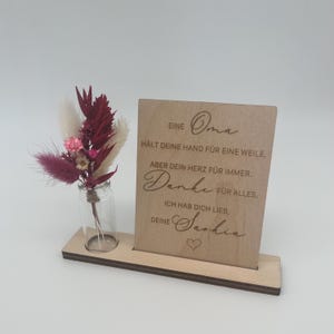 Regalo para mamá, regalo para abuela, tarjeta de madera con flores secas, regalo para el día de la madre, para mamá y abuela por su cumpleaños.