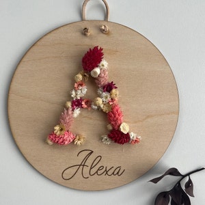 Name tag, letter with dried flowers, personalization gift.