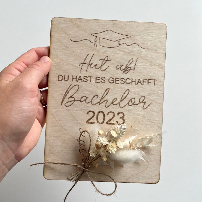 Bachelor Abitur Master Geschenkkarte, personalisiert mit Wunschtext, Graduierung Geschenk, Abschlussgeschenk Bild 2