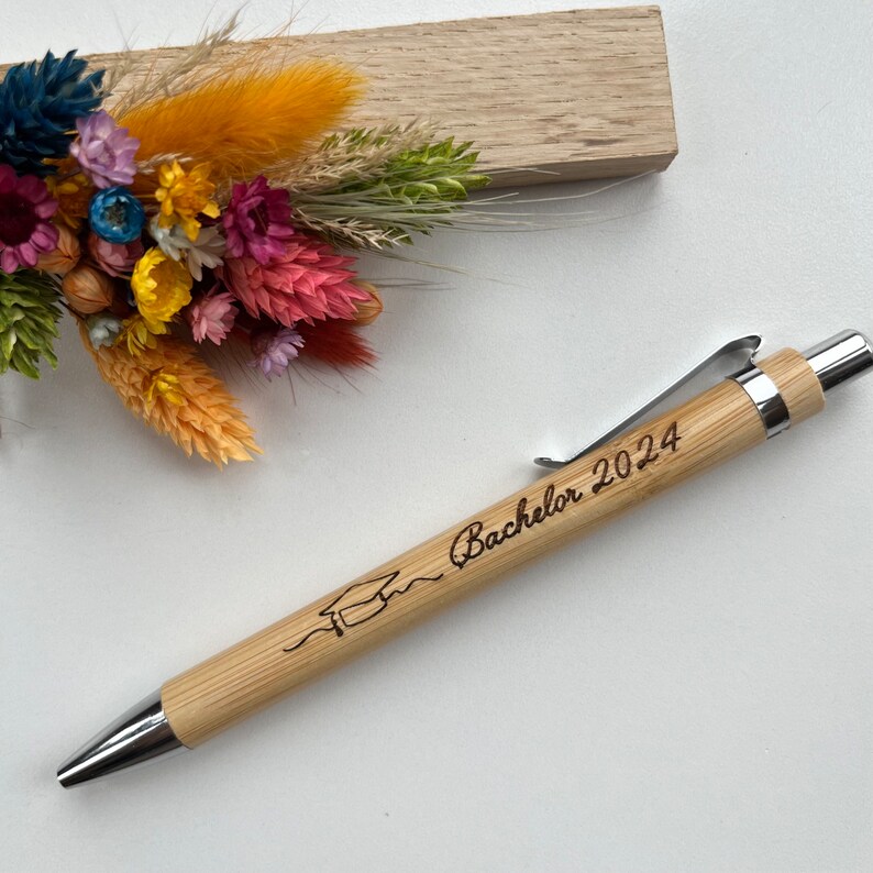 Ballpoint pen personalized gift with dried flowers, individual engraving, gift gift, birthday gift, farewell gift image 3