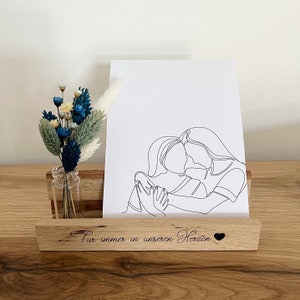 Kartenhalter personalisiert, Fotohalter, Fotoleiste mit Trockenblumen, Kartenhalter mit Wunschtext, Fotoleiste, Personalisierungsgeschenk Bild 5