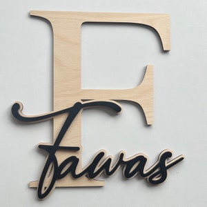 Carta de madera 3D con nombre, letrero de puerta de madera personalizado, placa de nombre, letrero de puerta, regalos personalizados