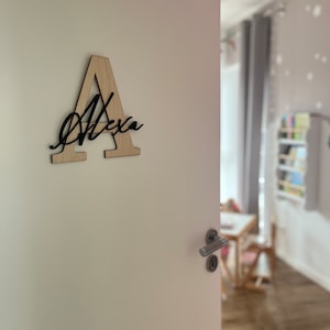 Carta de madera 3D con nombre, letrero de puerta de madera personalizado, placa de nombre, letrero de puerta, regalos personalizados
