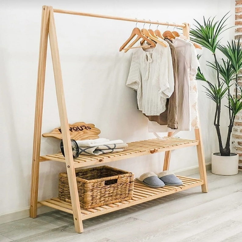 Wood Clothes Rack Clothing Rack Large Modern Coat Rack Etsy