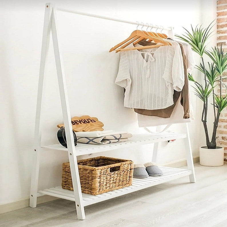 Wood Clothes Rack Clothing Rack Large Modern Coat Rack Etsy