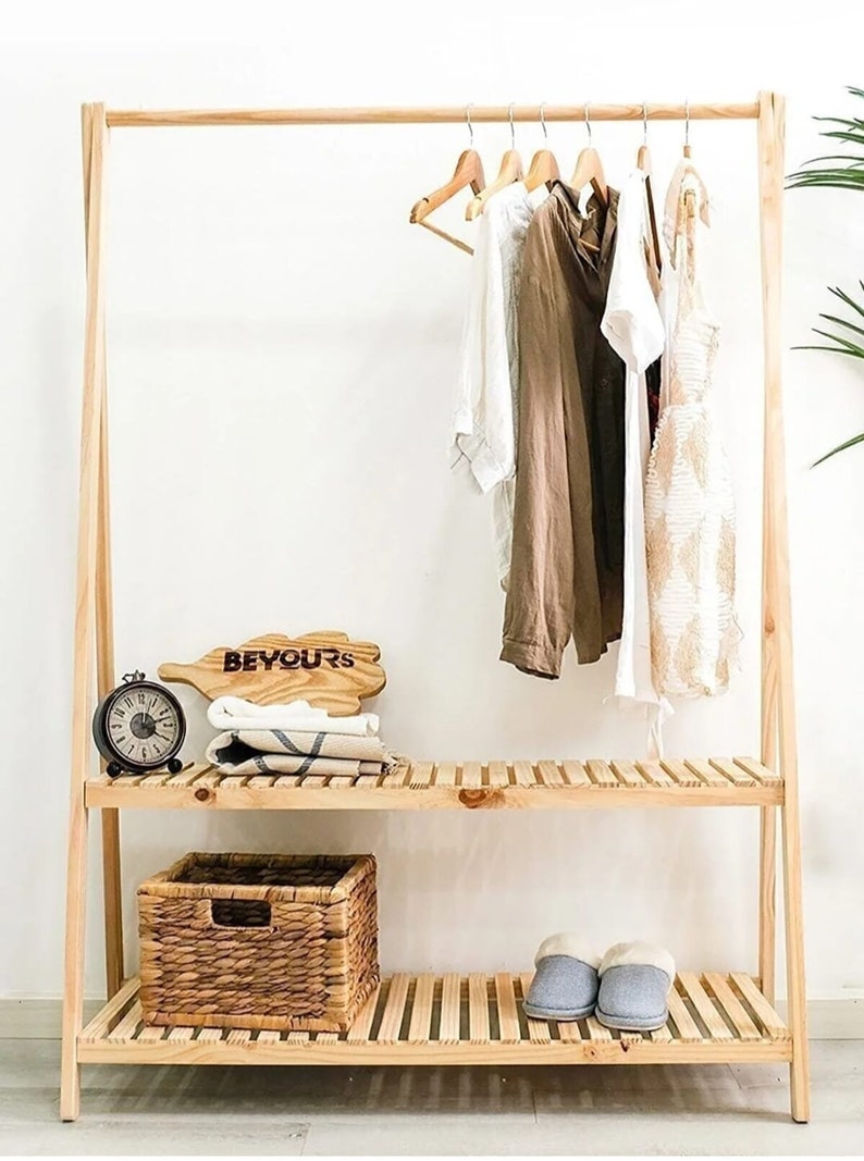 Wood Clothes Rack Clothing Rack Large Modern Coat Rack Etsy