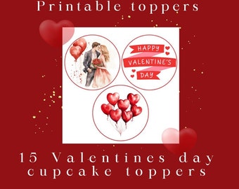 Valentinstag Cupcake Toppers druckbar