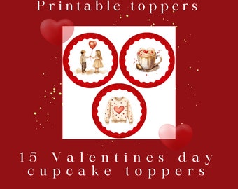 Valentinstag druckbare Cupcake Toppers 5 cm