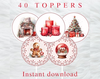 Christmas cupcake and cookie toppers, printable