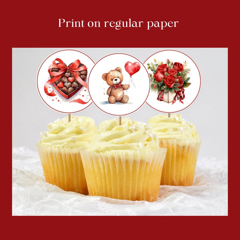 Valentines Day Cupcake Toppers Printable - Etsy