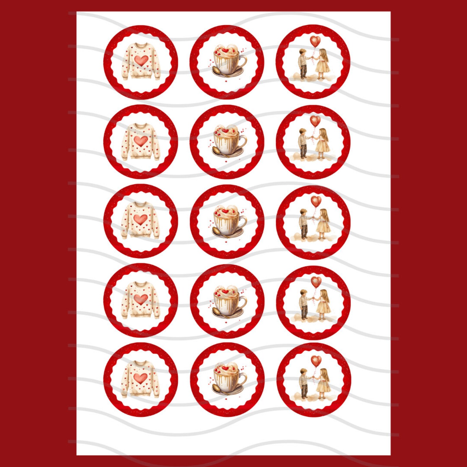 Valentines Day Printable Cupcake Toppers 2 Etsy