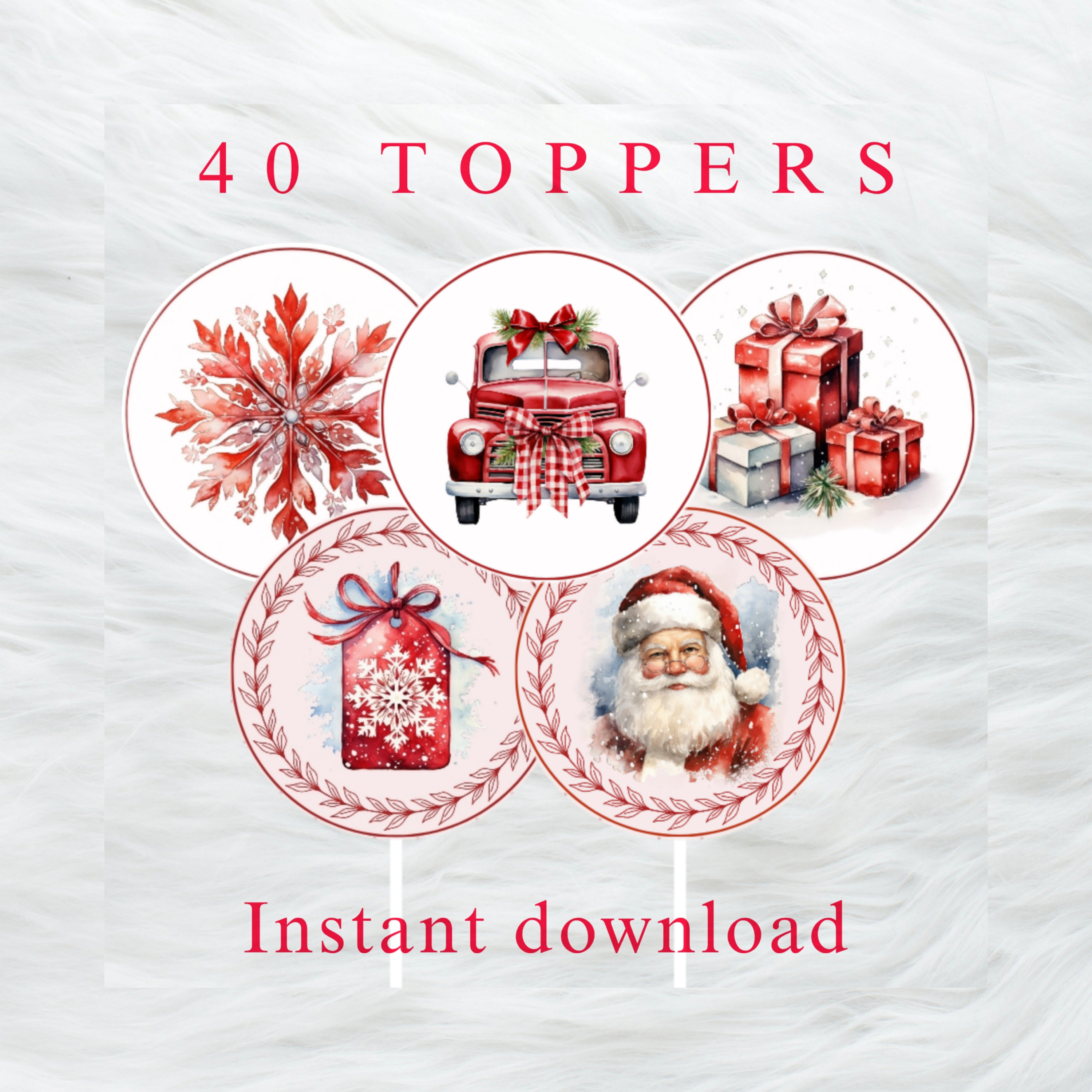 Christmas cupcake and cookie toppers, printable