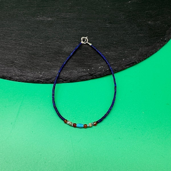 Bracelet perles Lapis lazuli, lapis naturel, turquoise, perles multicolours, bracelet  turquoise