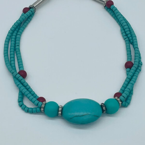 Bracelet en pierre naturelle d turquoise bracelet turquoise naturelle bracelets femme bracelets homme lithotherapie gemme perles