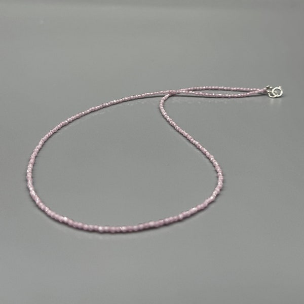 Collier fine quartz rose collier pierre naturelle quartz rose collier pierre précieuse collier perles quartz fermeture en l’argen perles 2mm