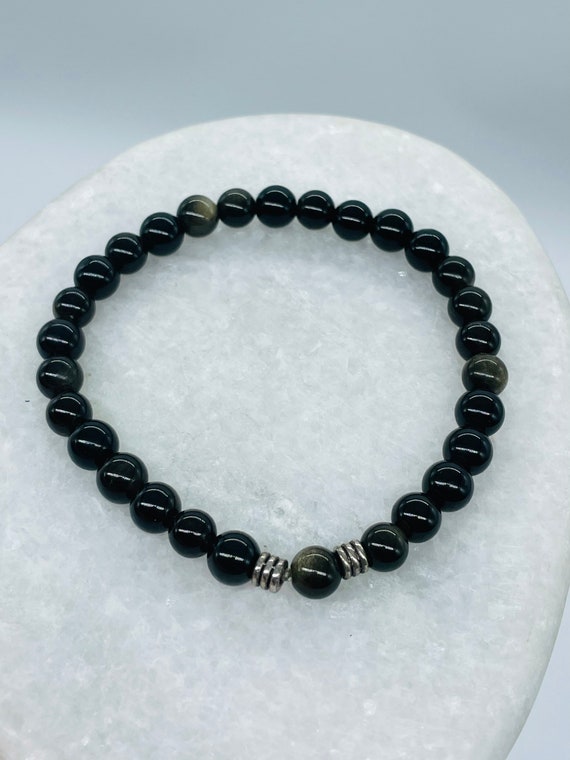 Bracelet en pierre naturelle obsidienne bracelet … - image 4