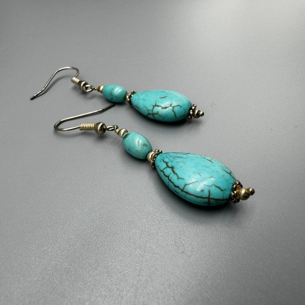 boucle d'oreille afghan Turkmen ethniques bohèmes et turkmène bijoux ancienne unique style en pierre turquoise