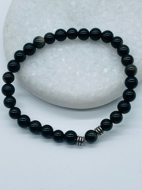 Bracelet en pierre naturelle obsidienne bracelet t