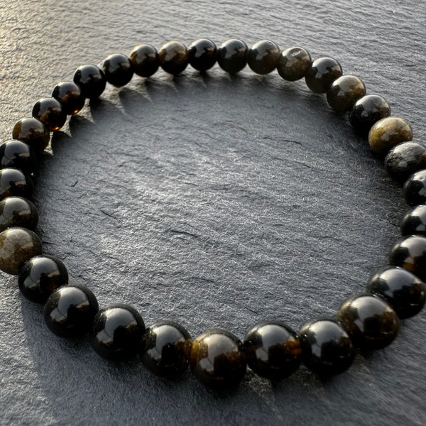 Bracelet perles naturelles obsidienne, bracelet femme ethnique, bracelet vintage, bracelet homme