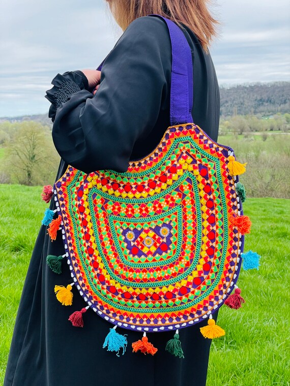 Sac Afghan Brodé traditionnel tribal kuchi Pochett