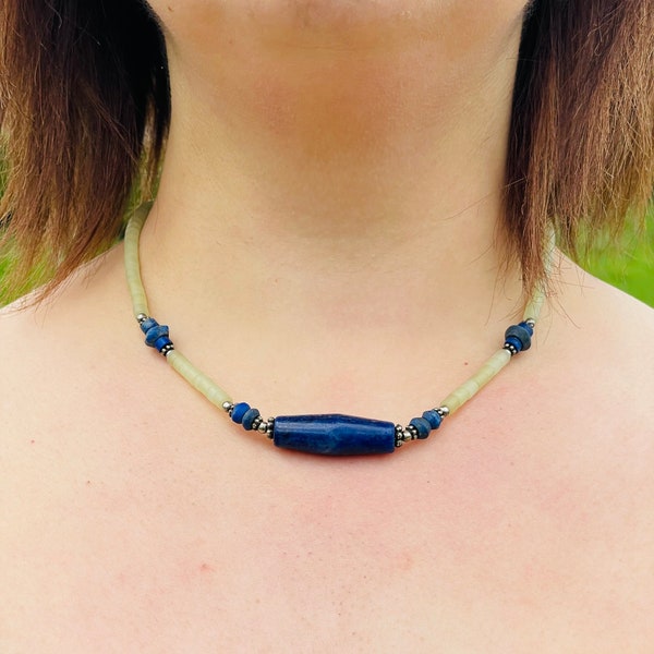 collier Afghan kochi collier perles lapislazuli collier perles Jade néphrite pierre naturelle lapis-lazuli collier femme ethnique