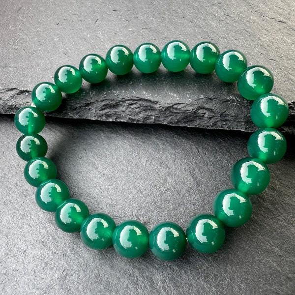 Bracelet perles naturelles agate verte, bracelet pierre précieuse, bracelet pierre agate