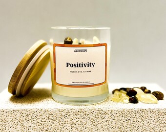 Tigers Eye Crystal- Strength candle. Intention candle with gemstones made with soy wax and essential oils. Birthday gifts and wellness