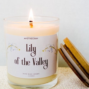 Lily of the Valley Candle | Hand-Poured 100% Soy Wax Candle | Clear Jar Candle | Non-Toxic Candle | Floral Scented Candle Lover Gift