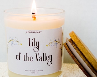 Lily of the Valley Candle | Hand-Poured 100% Soy Wax Candle | Clear Jar Candle | Non-Toxic Candle | Floral Scented Candle Lover Gift