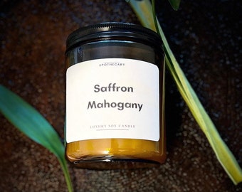 Mahogany and Cedarwood Candle | 8 oz Soy Wax Candle | Amber Jar Candle | Masculine Candle