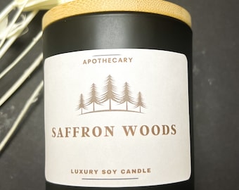 Saffon Woods Soy Candle | Mint, Eucalyptus, Sage, Sandalwood, Patchouli Candle| Palo Santo Candle | Healing and relaxation| Mothers day