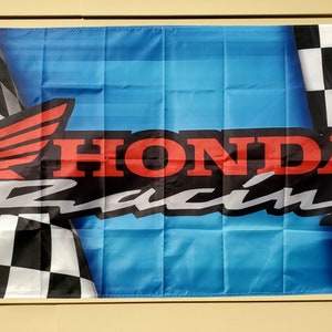 Hon** Racing Light Blue 36&quot;x60&quot; Flag 100D Polyester 4 Grommets Brand New