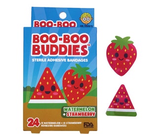 Strawberry Watermelon Bandages - Sterile Waterproof Adhesive (Pack of 24)
