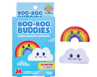 Rainbow Cloud Bandages, Cute Adhesive First Aid for Kids, 24 Count