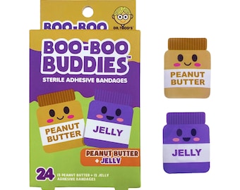 Peanut Butter and Jelly Bandages - 24 Pack Cute Adhesive Sterile Strips