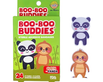 Sloth and Panda Bandages - Cute Self-Adhesive Sterile Strips (24 Pack)
