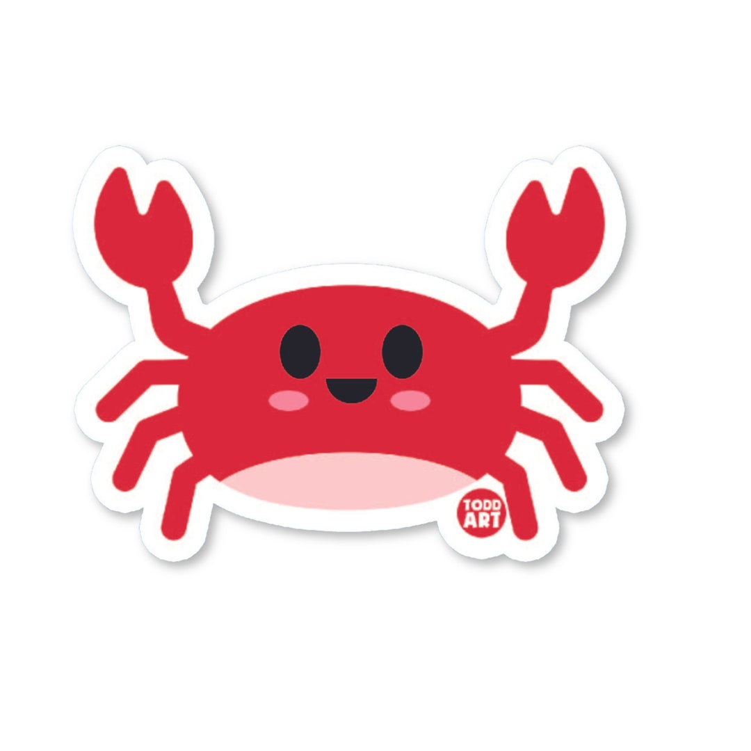 CRAB Sticker -3 Inch Vinyl, Kids Gift, Party Favor, Stocking Stuffers ...