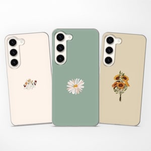 Coque minimaliste florale pour Samsung S25 S24 Ultra S23 Plus S22 S21 S20 FE pour Samsung A73 A72 A56 A54 53 A34 A26 A15 A14 A13 A12