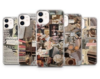 Bookish Aesthetic Phone Case Literature Collage Cover for iPhone 16, 15, 14, 13 12 11 Pro, Samsung A15, S24 S23 A40 A72 A52 Pixel 6a 7 8 9