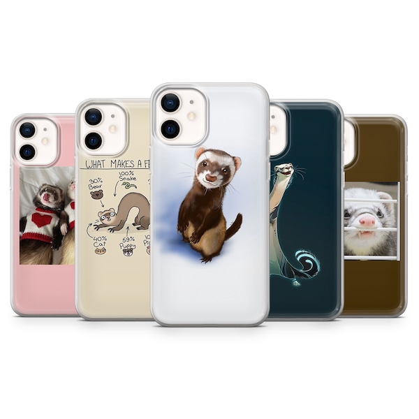 Ferret Phone Case Cute Animal Cover for iPhone 14, 13 12 11 Pro, XR, Samsung A13, S22, S21 FE, A40, A72, A52, Pixel 6a