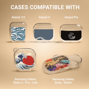 Kanagawa Case Japanese Case Cover for Apple Airpods Pro Airpods 3 Airpods 1 2 Samsung Galaxy Buds 2 Buds+ Buds live